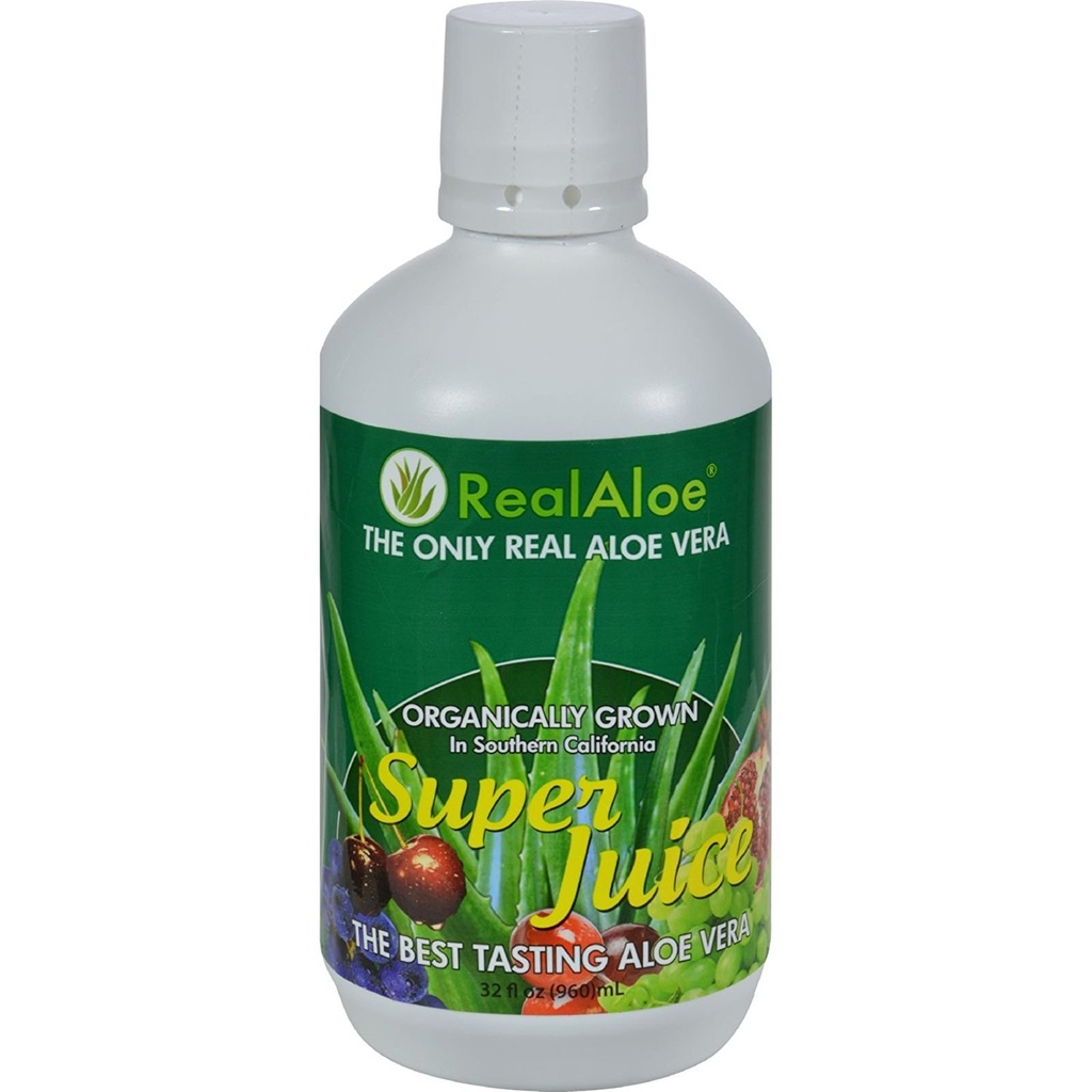 Gerçek Aloe Aloe Vera Super Juice - Organik olarak büyütülme - Bitter Tadı - 32 fl oz (Pazar 4)