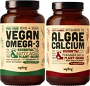 Vegan Omega 3 180 Softgels & Algaeelli Sche - Plant Based DHA & EPA Fatty Asits, Red Algae'den Vitamin K2 & D3, Magnezyum, çinko, Boron, Mineral Kompleksi