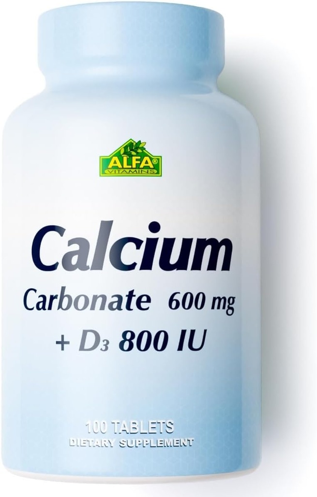 Yiyecek 600 mg + D3 ALFA Vitaminleri tarafından Diyetsel Tamam - Sağlıklı Kemikleri - Sağlıklı Diş - Sağlıklı Kalp - Sağlıklı Sinirli Sistemi - 100 Tablet