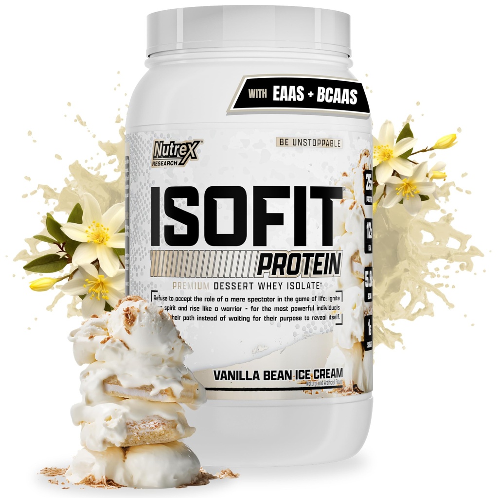 Nutrex Research IsoFit Whey protein Tozu %100 Whey proteini Isolate (30 Hizmetler ( 1), Vanilla Bean Ice Cream)