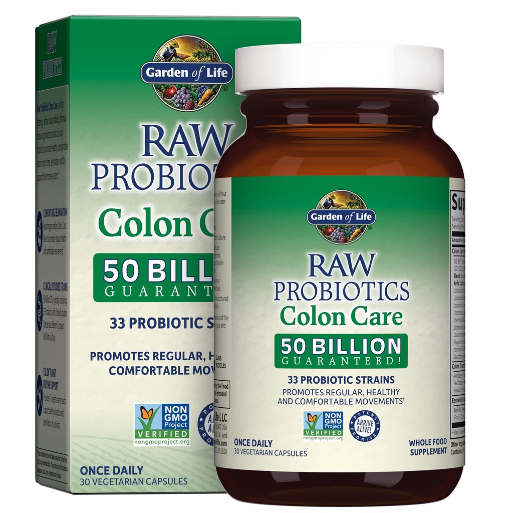Life Probiyotiks for Women and Men - Raw Probiyotiks Colon Care 50 Milyar CFU ve Enzymes, Raw Fruits, Veggies, Daily Acidofilius Probiyotik for Regularity and Immune Health - 30 Capsules