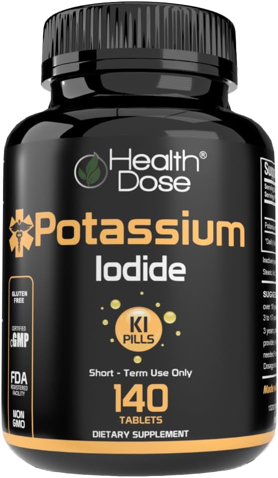 Sağlık Dose P Properties Iodide (KI) - 130 mg, 140 Tablet - Kısa Süreli Tiroid Koruma, Iodine Supplement & Yourroid Health Support. Full Moon Supply.