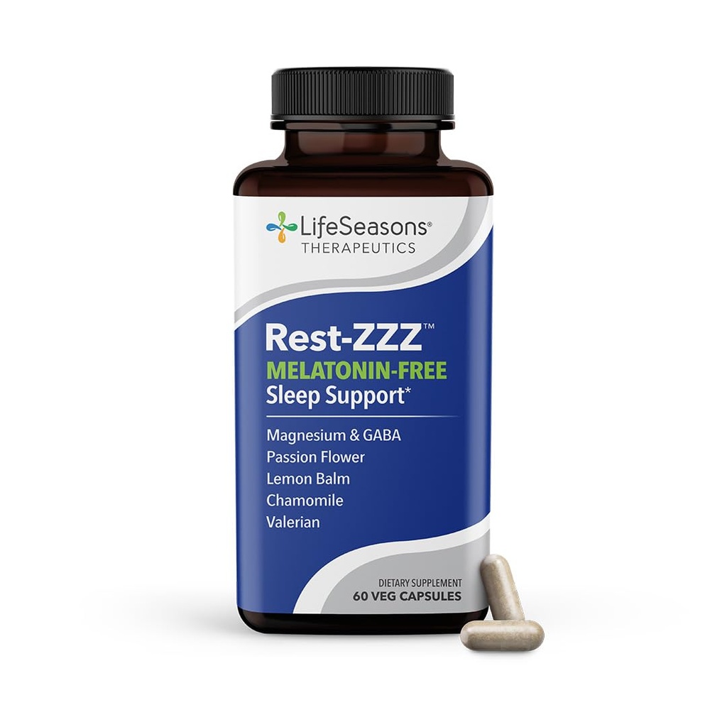 Yaşam Sezonları Rest-ZZZ Melatonin Free - Sleep Support Supplement - Calms Nervous System - Eases Restless & Nerve-Related Sleeplessness - Magnezyum GABA & Chamomile - 60 Capsules