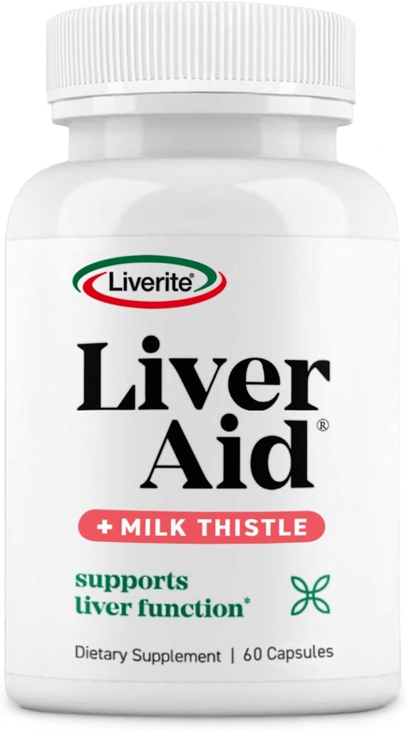 LIVERITE Liver Aid with Milk Thistle 60 Capsules, Liver Support, Liver Cleanse, Liver Care, Liver Function, Energyr Care, Liver Function, Energyr Care