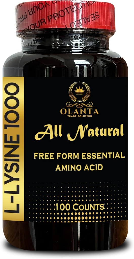 L-LYSINE 1000 mg Free Form Amino Acid Essential - Lysine Supplement Supports Healthy Lip and Oral Tissue Immune Support Supplement, Pure Grade Amino Acid, Collagen Formation - 1 Bottle 100 Counts