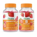 Lifeable Probiyotik 2 Milyar CFU + B Complex, Gummies Sche - Great Tasting, Vitamin Supplement, Gluten Free, GMO Free, Chewable Gummy
