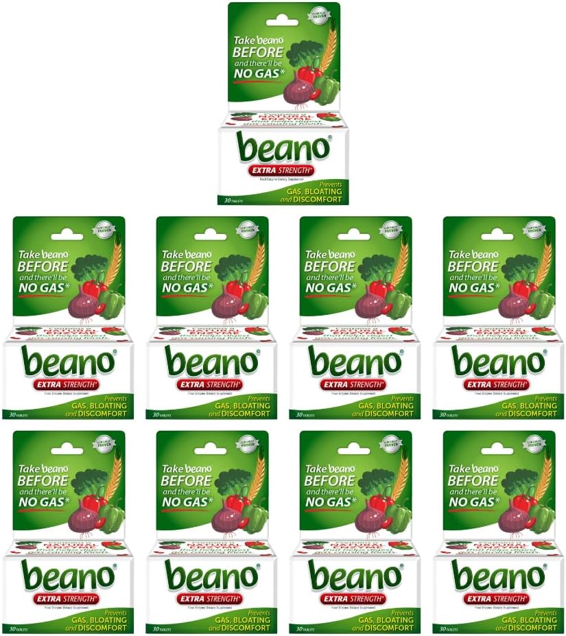 Beano Ekstra Kuvvet, Digestive Enzyme Supplement, Gaz, Bloating ve Discomfort (Pazarlama Mayıs Vary) 30 Her Kont ( 9 paketi)