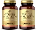 SOLGAR Vitamini E 200 IU - 100 Softgels, 2 Paket - Doğal Antioksi, Immune System Support - Gluten Free, Dairy Free - 200 Toplam Hizmetler