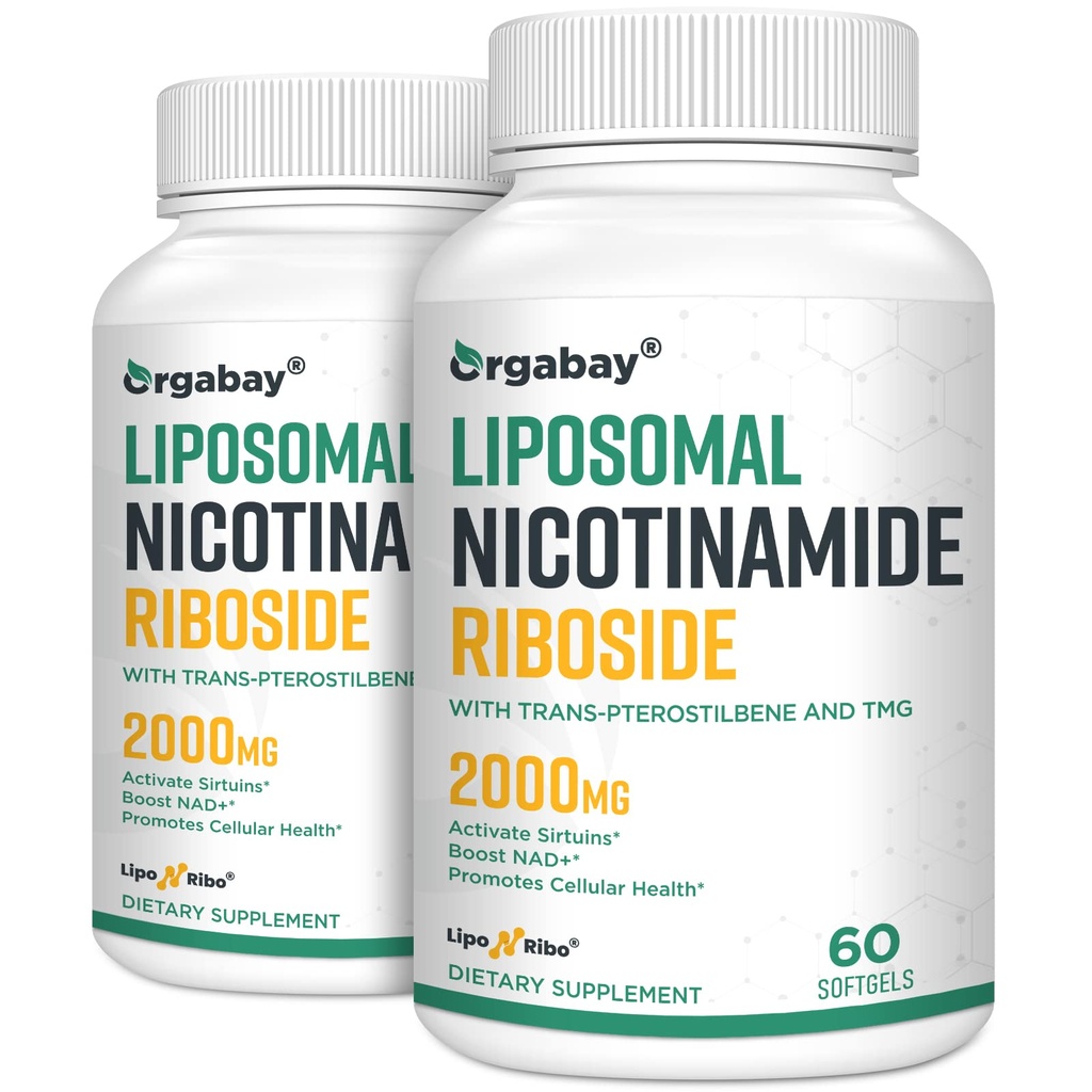 Orgabay Liposomal Nicotinamid Riboside 2000 MG ile TMG ve Pterostilbene, NAD+'ı güçlendirin, Sağlıklı Ağlamayı Destekleyin, 120
