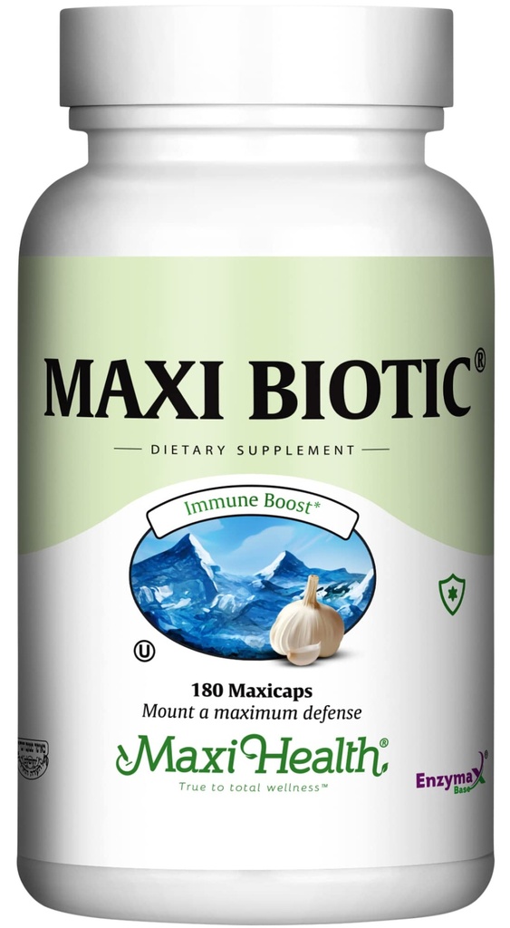 Maxi Health - Maxi Biotic Aged Wellness Extract Capsules (180 Kont) | Kyolic, Supplement with Spirulina, Echinacea, Oregano ve Enzymax - Doğal Antioksi - Wellness Support Capsules