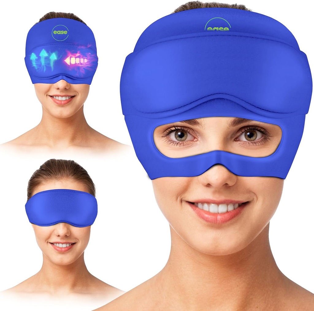 Migraine Relief Cap - 2 in 1 Soothing Headache Relief Cap with Detachable Eye Maske %20 Ekstra Gel - Migraines için Baş Ağrısı - Stres, Gerçme ve Puffy Eyes için Soğuk Buz Kafası