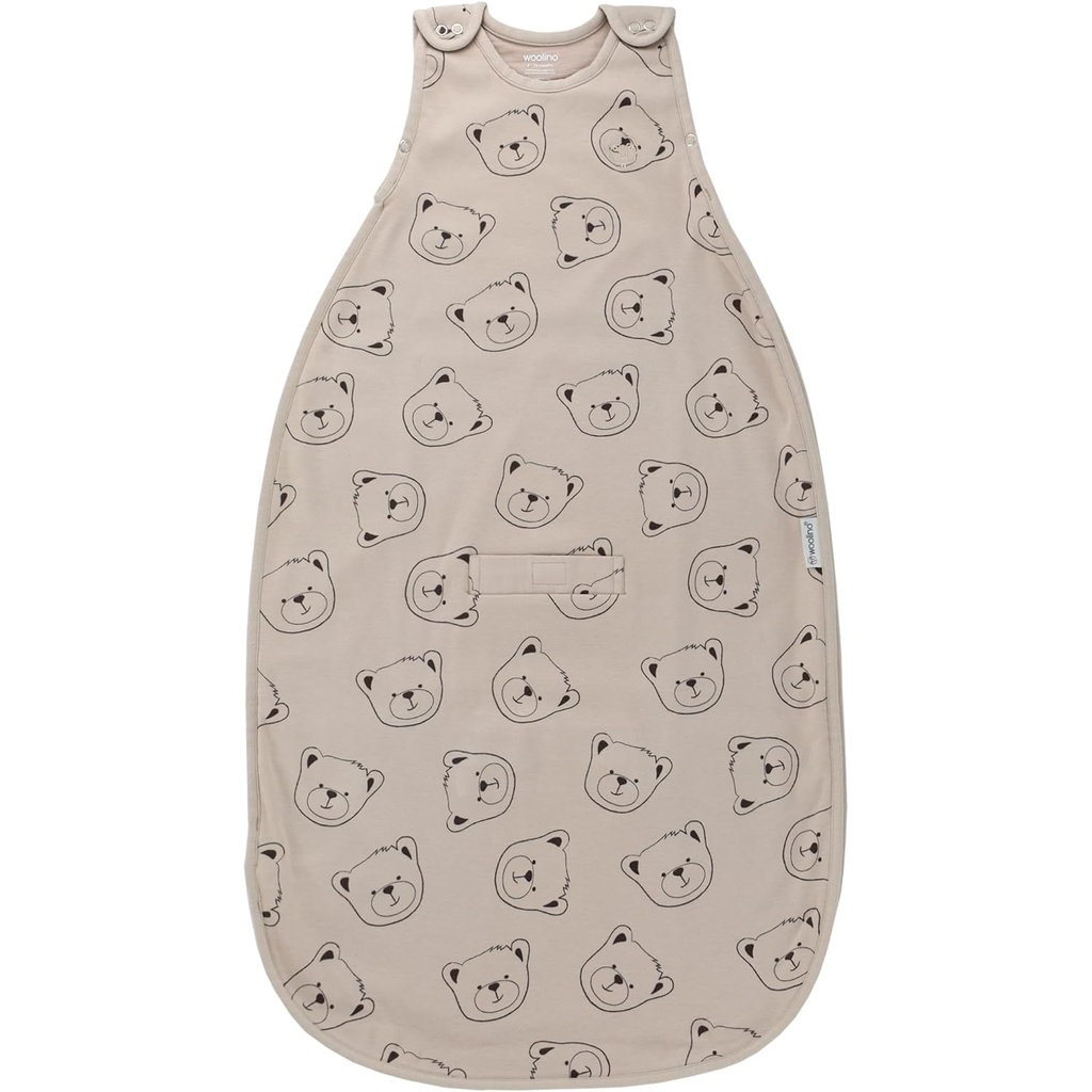 Woolino Merino Wool ve Organik Pamuk Ultimate Bebek Uyku Sack - 4 Sezon Bebek Giyilebilir Blanket - İki yönlü Duş Ayarlanabilir Bag - Evrensel Boyut (2-24 Ay) - Teddy Bear
