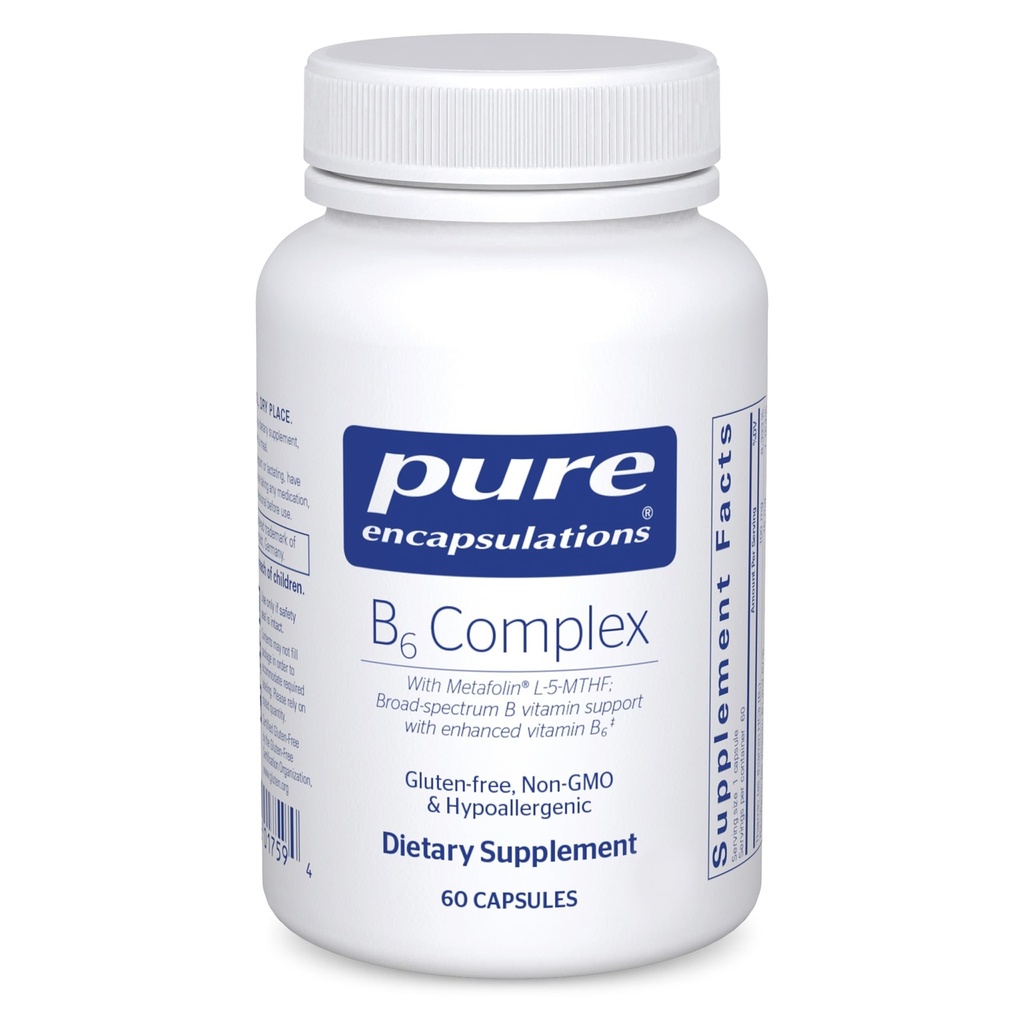 Pure Encapsulations B6 Kompleksi - Destekler Nervous System & Brain Health* - B Vitamini B6 - Non-GMO & Gluten Free - 60 Capsules
