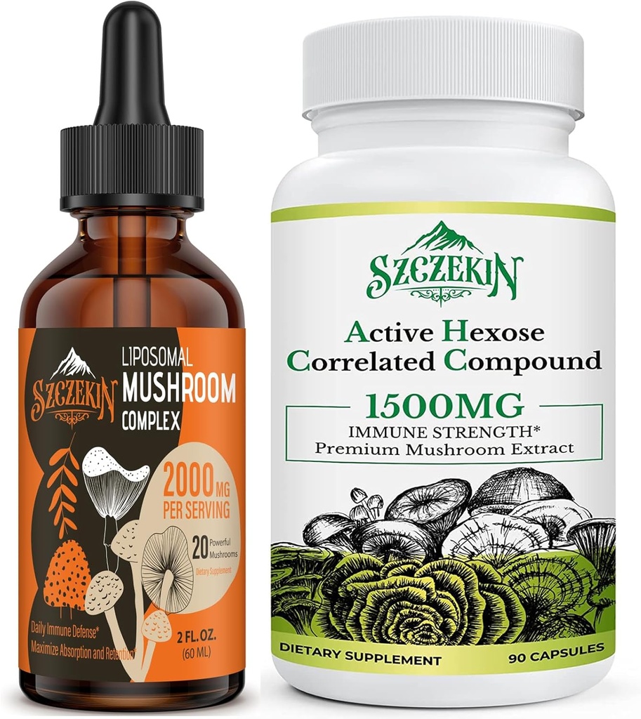 Aktif Hexose Corlev bileşikler 1500 mg Supplement 90 Capsules Sche with 2000 mg Liposomal Mushroom Kompleksi 30 Servisler