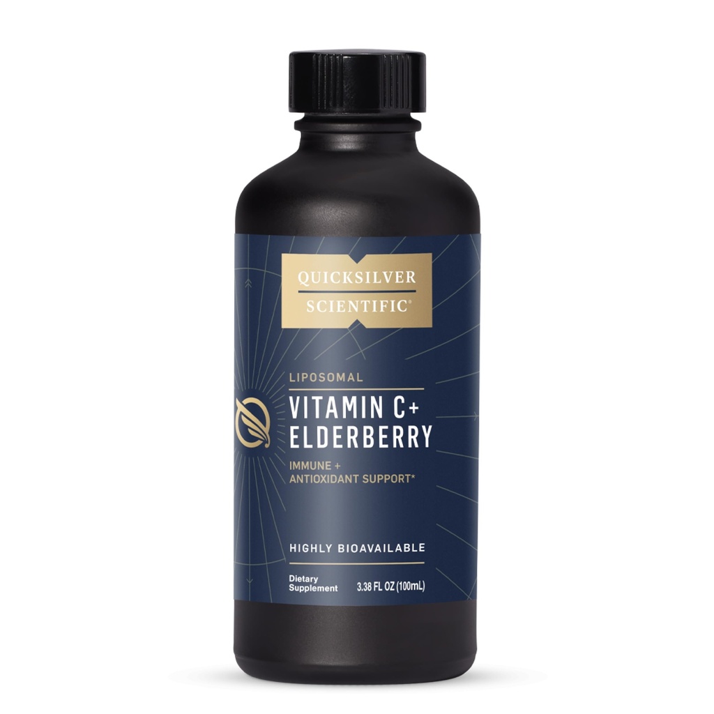 Quicksilver Scientific Liposomal Vitamin C + Elder - Liposomal Vitamin C 1000 mg with Superior Abors Technology & Tocotrienols - Antioksi & Immune Support Tonic (100 ml)