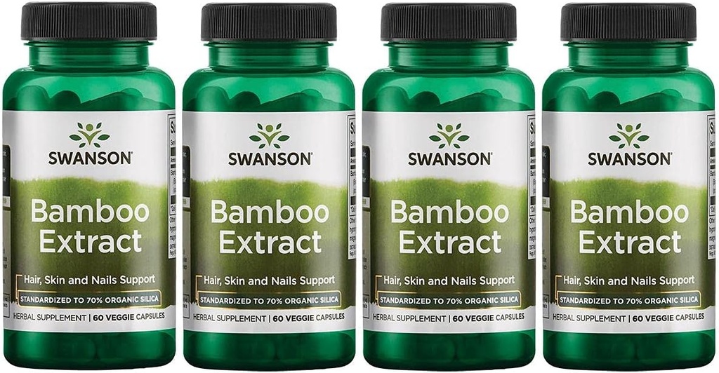 Swanson - Doğal Saç, Cilt ve Nails Tamam -% 70 Silica Content Collagen Formasyon & Bone Büyüme - (60 Veggie Capsules, 300 mg Her) 4 Pack