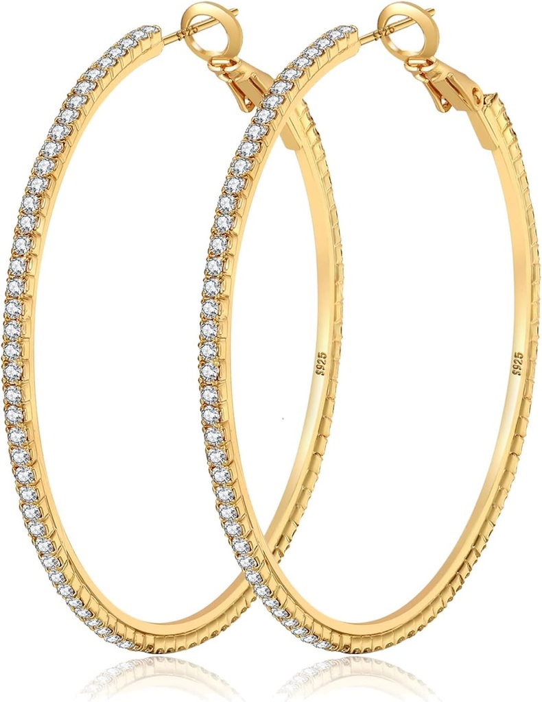 MOROTOLE 14K Gold Renstone Hoop Earrings - Moda İnce Big Hoops, hipoallergenic, 20/30/40/50 /70mm