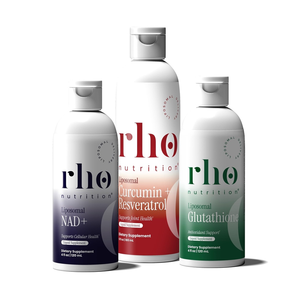 Rho Beslenme - Hücre Sağlığı Esasları Log - Sıvı Liposomal Supplements for Health Aging & Cellular Support - NAD+, Curcumin + Resveratrol & Glutathi ( Pack)