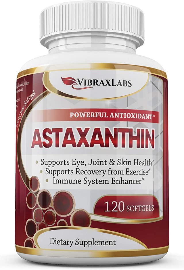 Astaxanthin 10 mg Supplement / En İyi Saf Antioksit Mikroalgae, Skin Care & Eye, Arthritic Ortaklar, Sağlıklı Ağlama, Enerjiyi Güçlendirmek, 120 NO-GMO Softgels - Premium Astaxanthin Supplements