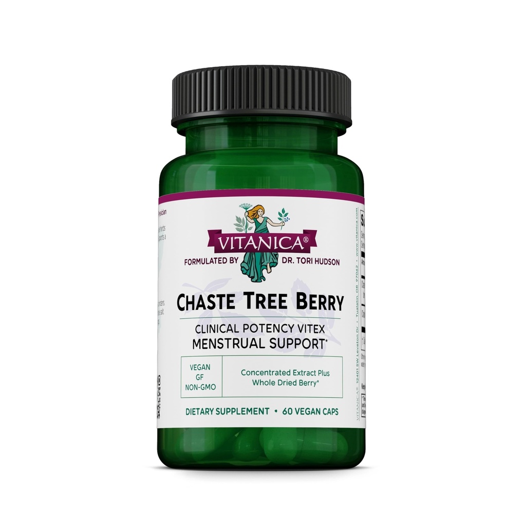 Vitanica Chaste Tree Berry Extract, Vitex Chasteberry Supplement for Women, Hormon Balance and Menstrual Cycle Support, Non-GMO, Vegan, 2 Ay Supply, 60 Capsules