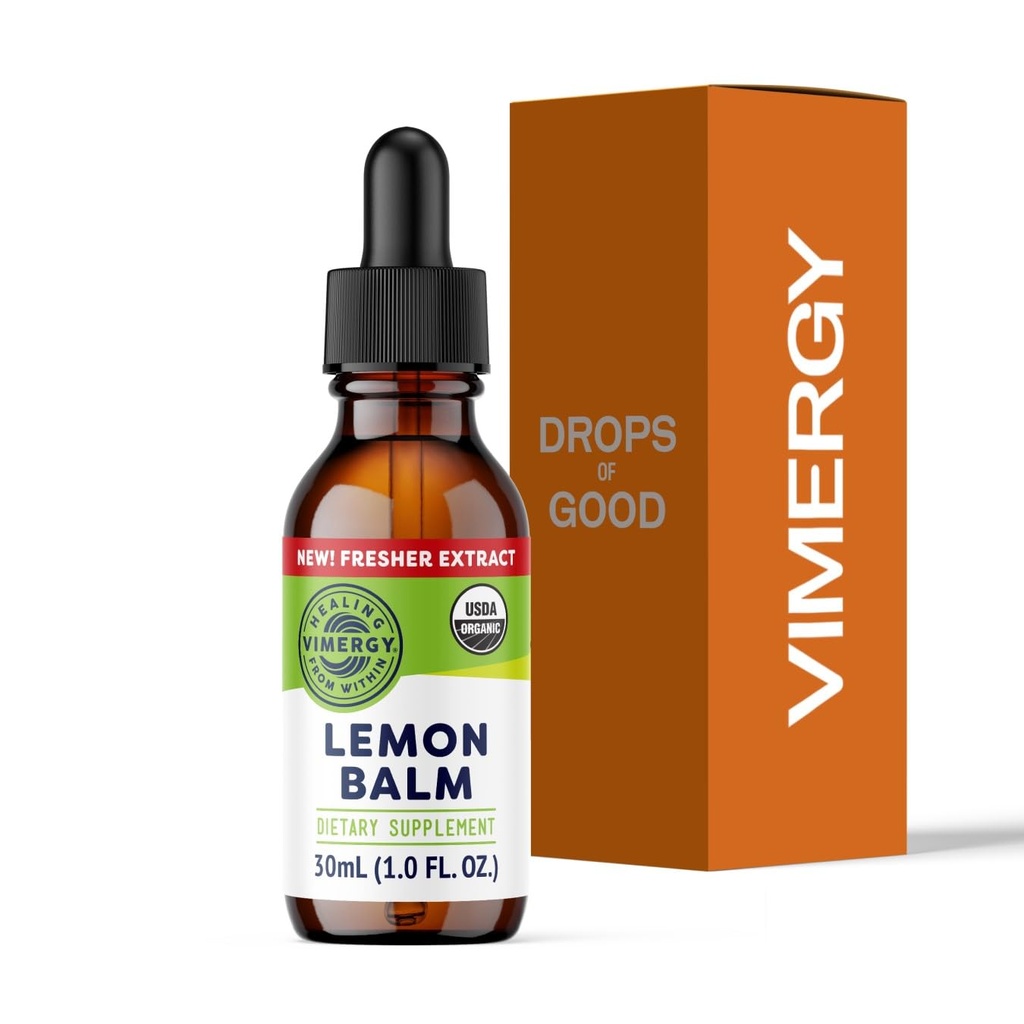 Vimergy Organic Lemon Balm Tincture Herbal Supplement - hizmet başına 10:1 Limon Balm Ekstraksiyonu, Çayda Kullanılabilir - USDA sertifikalı Organik, Non-GMO, Alkol Özgür - 30 mL (1 mL/Serving)