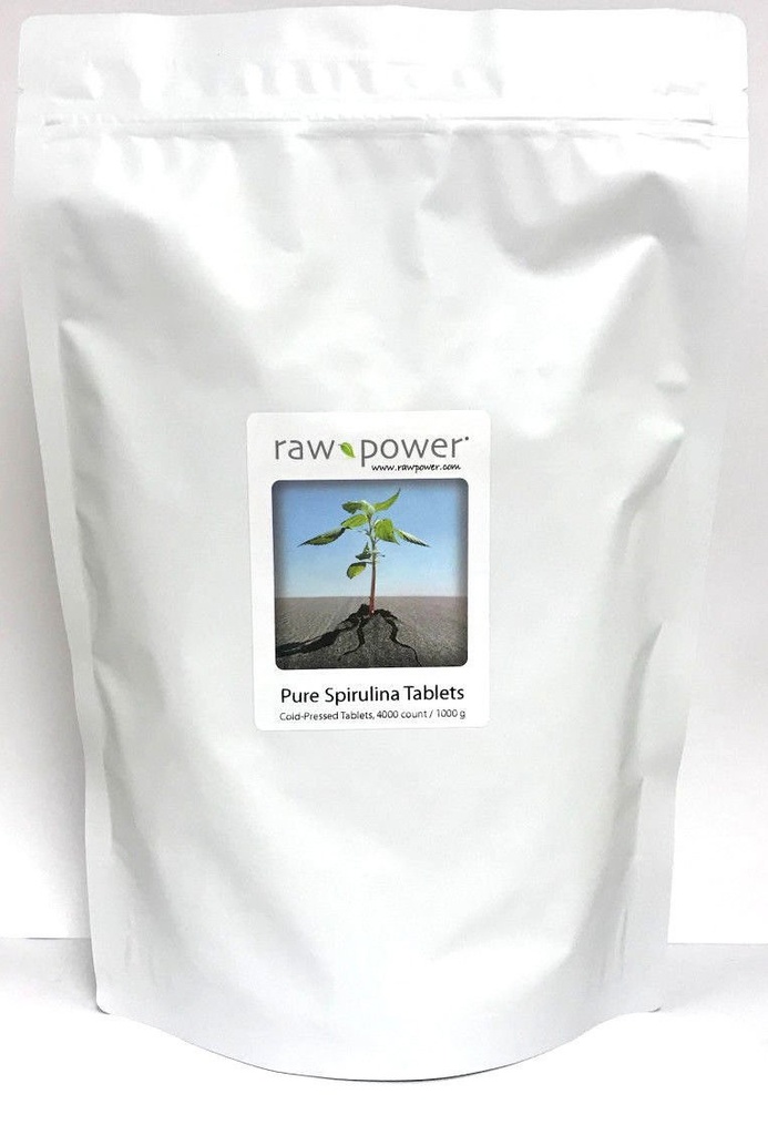 Raw Power Spirulina Cold-Pressed Tabletler Bulk Kilo Bag 4000 Kont 250 mg Tablet 1000g Total Organics
