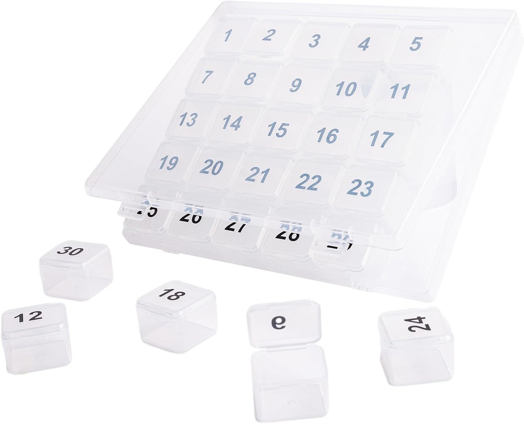30 Günlük Pill Organizer, Portre Pill Squeeze to Open, Great Once a Day for Travel, Monthly for Vitamins, Medicine, Supplements (Clear)
