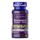 Puritan's Pride Premium Resveratrol Youth GuardTM 100 mg, Immune System, Antioksi, Sugar Metabolism, Blood Flow, and Vascular Function Support, 120 Hızlı Yayın Softgels