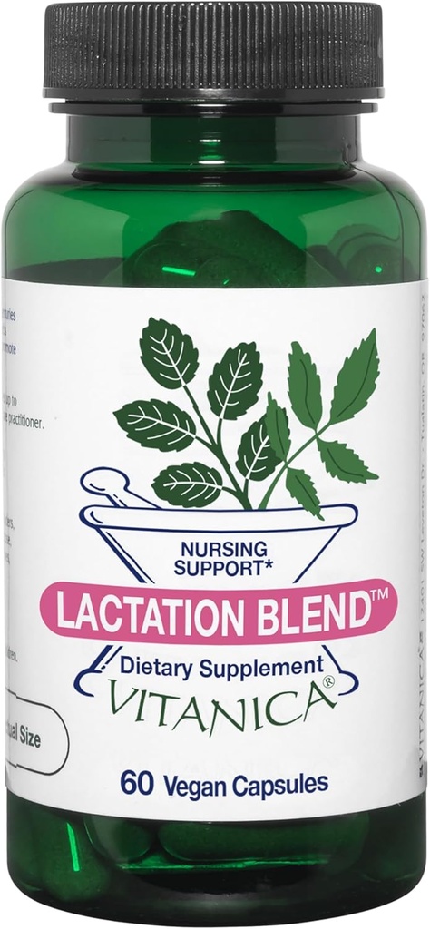 Vitanica Lactation Blend, Lactation Supplement, Breastfeeding Support Increase Breast Milk Supply and Flow, Organic Fennel, Milk Thistle, Fenugreek Seed and More, Non-GMO, Vegan, 60 Capsules