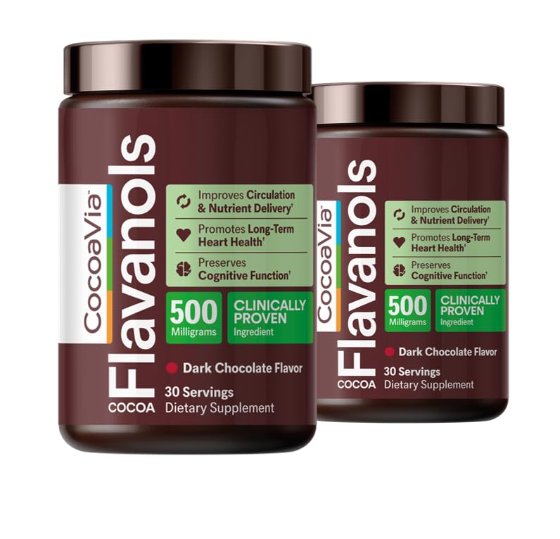 CocoaVia Cardio Health Cocoa Toz, 60 Hizmet, 500 mg Cocoa Flavanols, Support Heart Health, Boost Nitric Hoffman, improve Circulation, Energy, Preworkout, Vegan, Dark Cacao