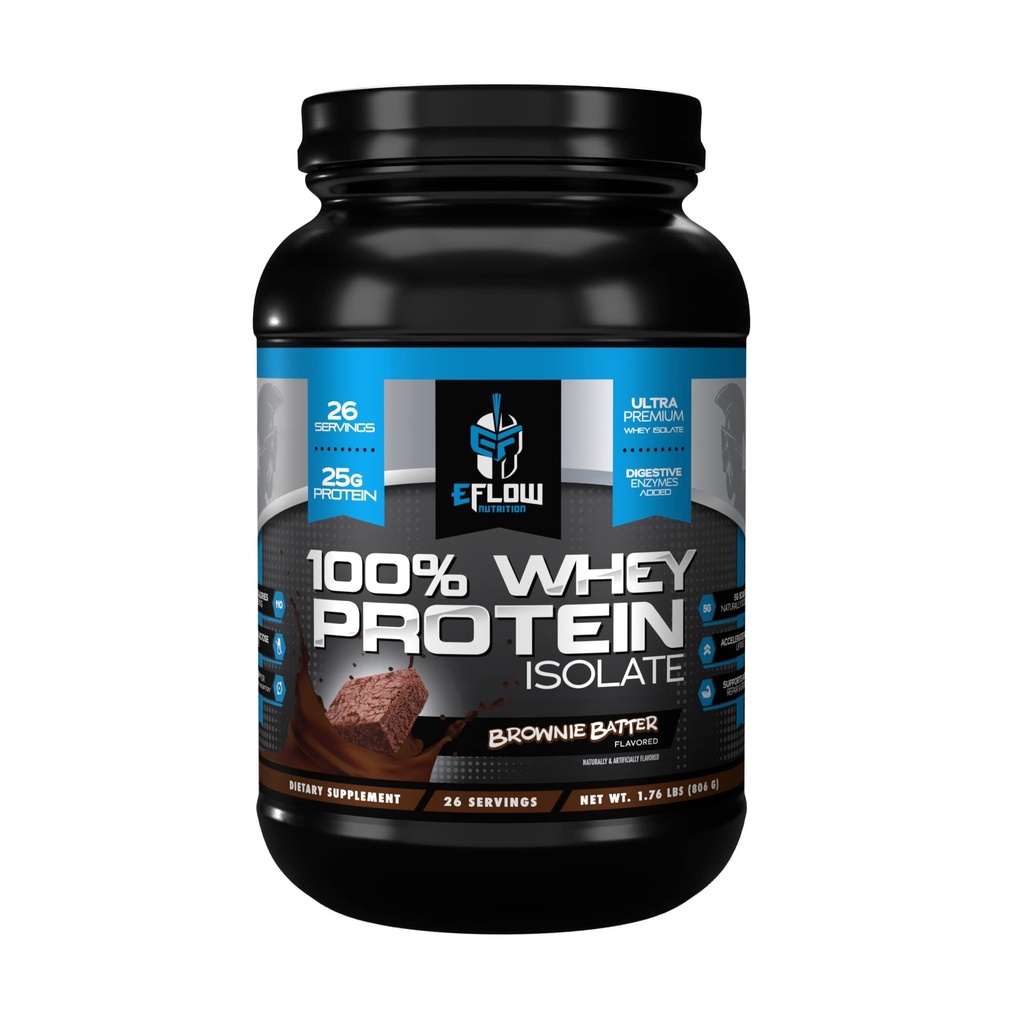 eFlow Beslenme% 100 Whey proteini - Gluten & Lactose-Free Digestive Enzymes eklendi, Low Carb, Post Workout Shake, Fast Digesting for Optimal Kas Recovery - Brownie Batter (26 hizmet)