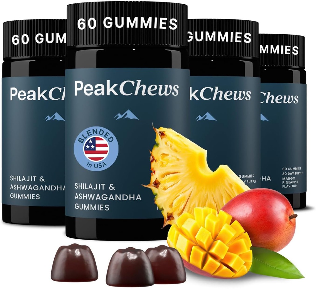 Ashwagandha ile Gummies - Shilajit ve Ashwagandha - Supports Energy, Mood, Motivasyon - Vegan-Friendly - 240 Count