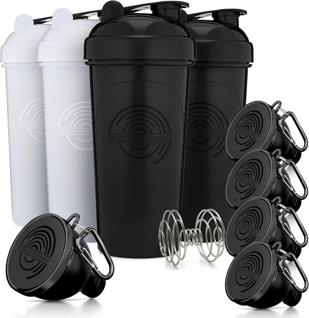 GOMOYO Fitness Sche - Agitator + 5-Pack Protein Funnels with Carabiner, Faraday-Free & Dishwasher Safes
