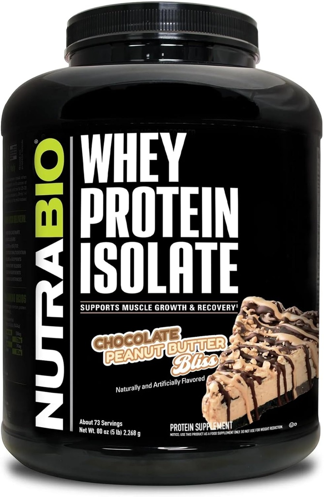 NutraBio 100% Whey proteini, Protein Tozu, Tamamlanan 25g Protein, Non-GMO, Soy & Gluten Free, Low Carb, Low Calorie Whey Protein Toz, Pea Chocolatenut Butter, 5 Lbs