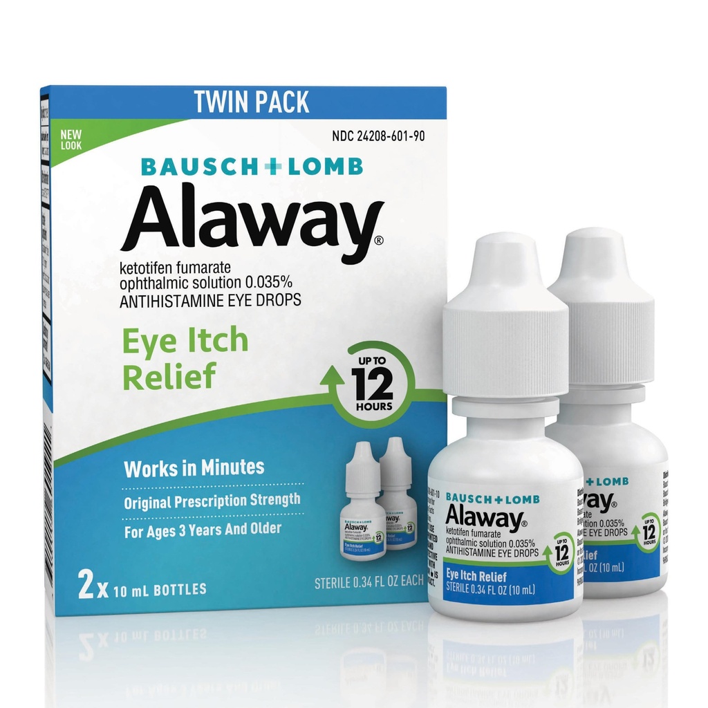 Alaway Antihistamin Eye Drops for Itchy Eyes, Fast-Acting, Up to 12 Saat Göz Itch Relief, Klinik Olarak Test Edilmiş Prescription-Strength Formula, 0.34 Fl Oz (Pack of 2)