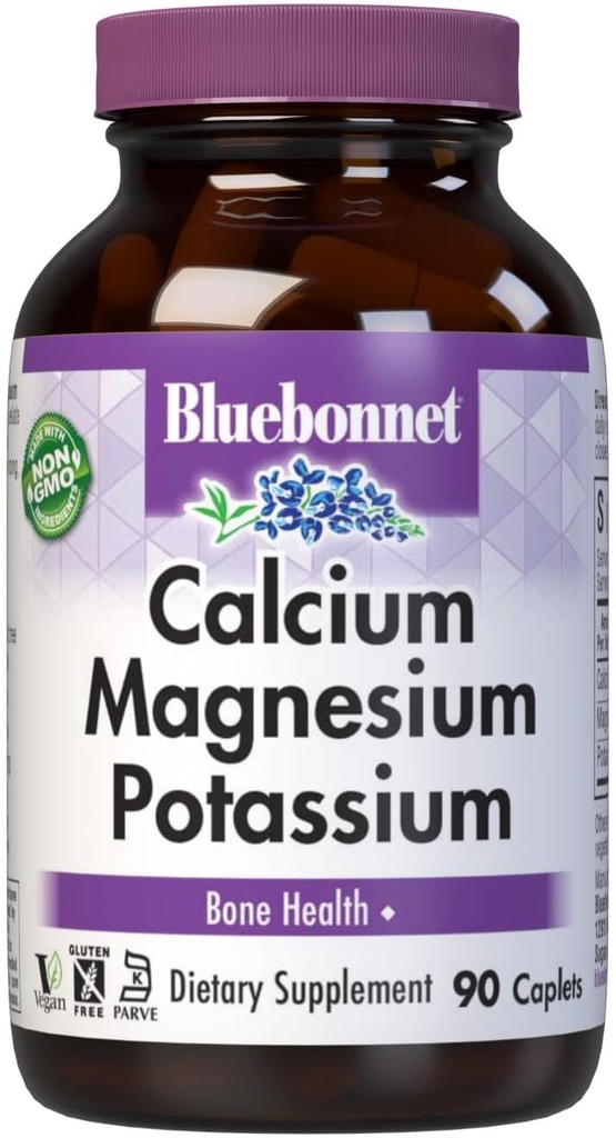 Bluebonnet, Kadınlar ve Erkekler için Alüminyum Potasyum Tamamı - Sağlıklı Kemikleri Destekler - Kalsiyum 1000 mg Mineral Supplement Chelate Form - Non-GMO, Vegan, Gluten-Free – 90 Caplets