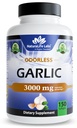 NaturaLife Labs Odorless Garlic - hizmet başına 3.000 mg Eşdeğer - 150 Softgels - Organik Ekstra Virgin Zeytinyağı ile Yoğun s.