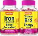 Evet Demir+Vitamin C + Vitamin B12 1000mcg, Gummies Sche - Great Tasting, Vitamin Supplement, Gluten Free, GMO Free, Chewable Gummy