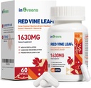Red Vine Leaf Extract 1630mg with Horse Chestnut, Butcher’s Broom, Hawthorn Supplement for Varicose Veins, Leg, Circulation, Heart, Skin, Support for Heart Health, Made in USA, 60 Capsules