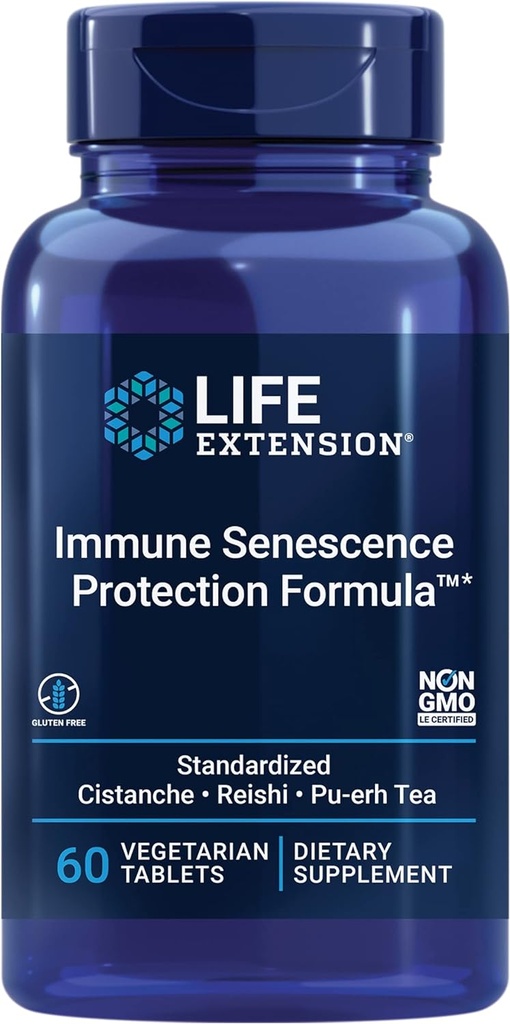 Life Extension Immune Senescence Formula Standardized Cistanche Reishi PU-ERH Tea, 60 Vegetarian Tablets