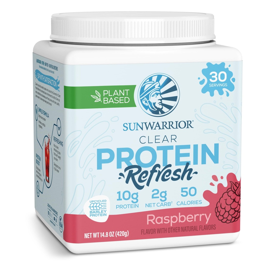 Sunwarrior Clear Protein Toz Plant-Based Water Mix, Vegan ve Protein ve Hydration Supplement 10g Per Raspberry Flavored 420g Tub 30 Servisler