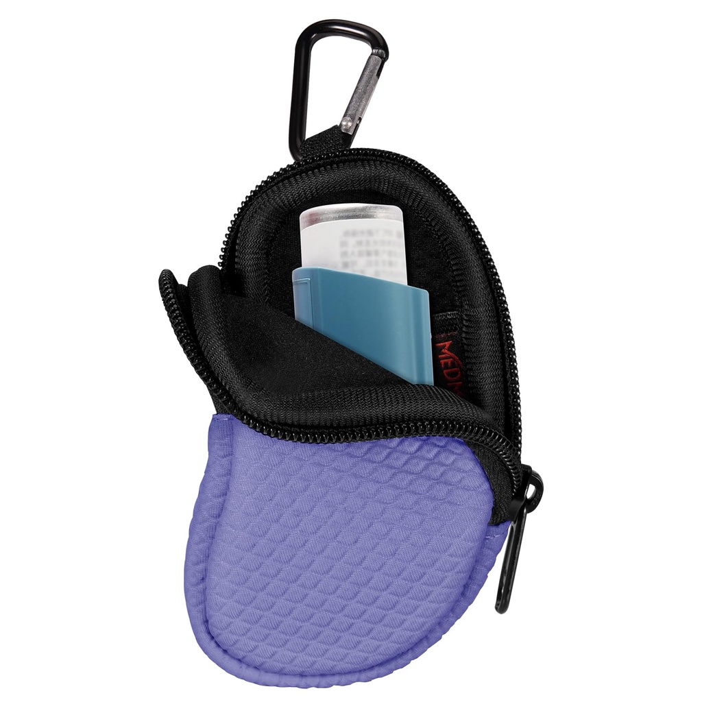 Neoprene Asthma Inhalereç, Koruyucu Portatif Seyahat Handy Holster, Carabiner Clip ve Meş Pocket Inside, Inhaler Not included (Case Only) (Violet)
