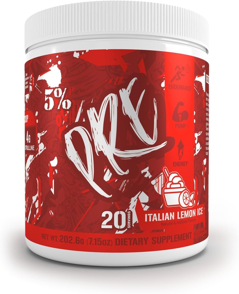 % 5 Beslenme Kodu Red Serisi Erkekler ve Kadınlar için Toz | Enerji, Güç, Protein Synthesis & Focus | 300 mg Caffeine, L-Citrulline, Glycerol, Taurine, Alpha G,PC, Huperzine (İtalyan)