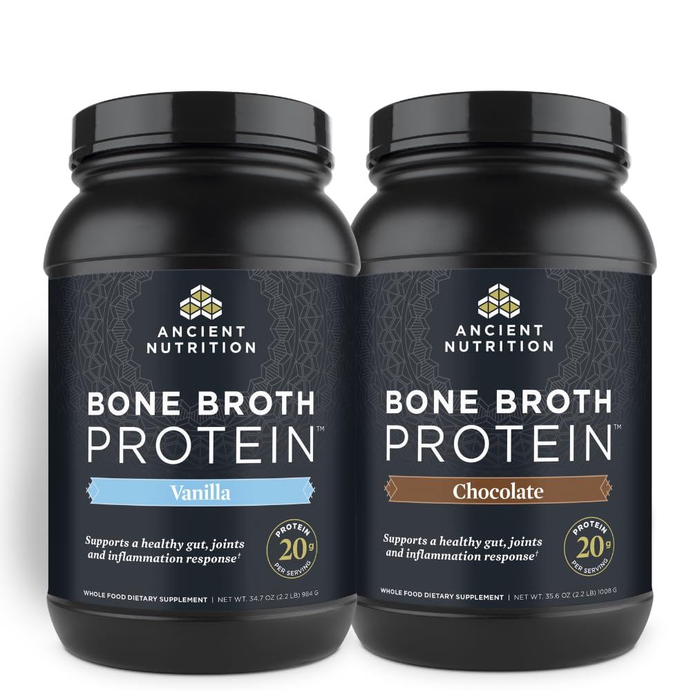 Antik Beslenme Kemik Broth Protein Toz, Çikolata, 40 Hizmet + Bone Broth Protein Toz, Vanilla, 40 Hizmetler