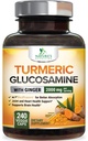 Turmeric Curcumin Supplement 2000 mg -% 95 Curcuminoids with Glucosamine, Ginger & MSM, BioPerine Black Pepper for Best Abors, Nature's Vegan Ortak Destek, Non-GMO, Şişed in USA - 240 Capsules