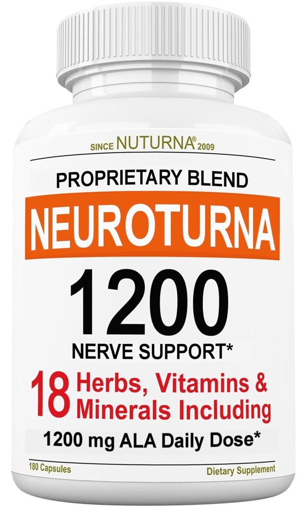 Neuropati 1200 mg Pure Alfa Lipoic Asit ile Tamamlandı - Parmaklarda Nerve Formula, Hands, Toes, & Foot - En İyi Doğal Nerve Relief Support - 180 Capsules