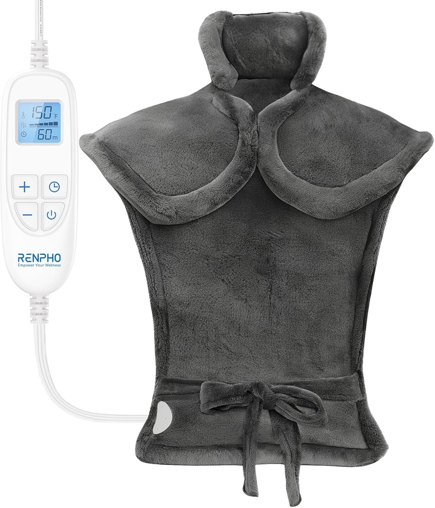 RENPHO Electric Heating Pad for Back Pain Relief, Birthday Christmas Gifts for Women Men Mom Dad Elderly, FSA Eligible Items Only List, Large Heat Pad for Neck Shoulders, 24"x33", ETL Certified, Gray