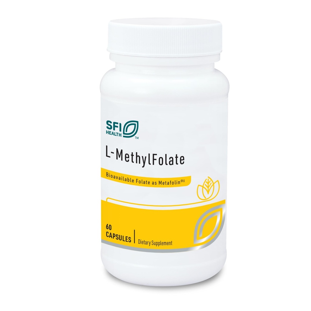 Klaire Laboratuvarları SFI Health L-Methylfolate - 1000 mcg Folate Highly Bio available, hipoallergenik 1000 Micrograms (1 Milligram) Metafolin L-5-MT (60 Capsules)