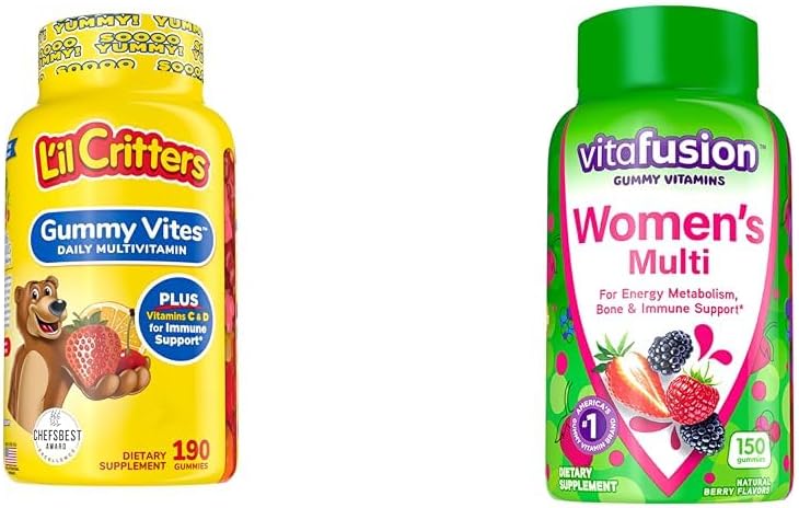 L'il Critters Gummy Vites Daily Gummy Multivitamin for Kids & Vitafüzyon Kadınları Multivitamin Gummies
