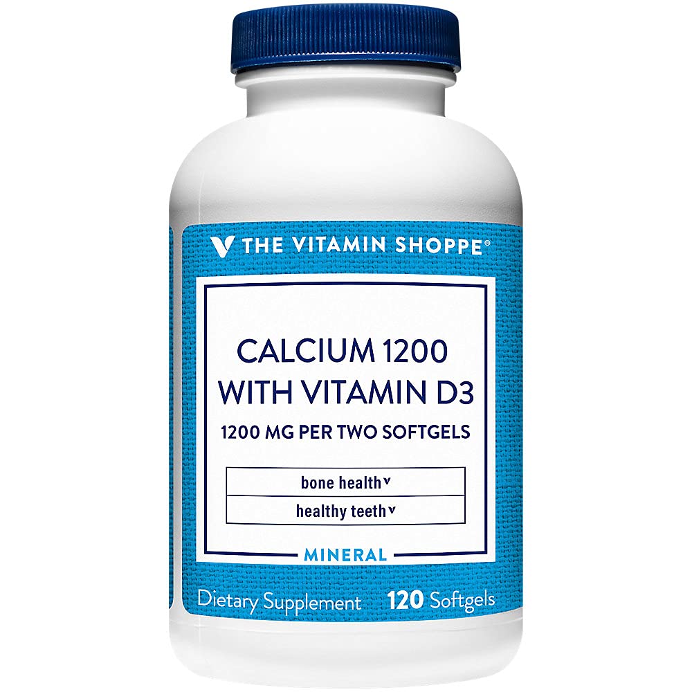 Kalsiyum (Carbonate) 1200 mg - Mineral Sağlıklı Kemikler ve Dişler için Temel, 100% Günlük Değer - Aborpsiyonda Yardım Için 400IU Vitamin D eklendi (120 Yumuşakgels)